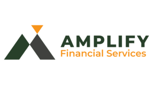 A green background with the words amply financial services written in orange.